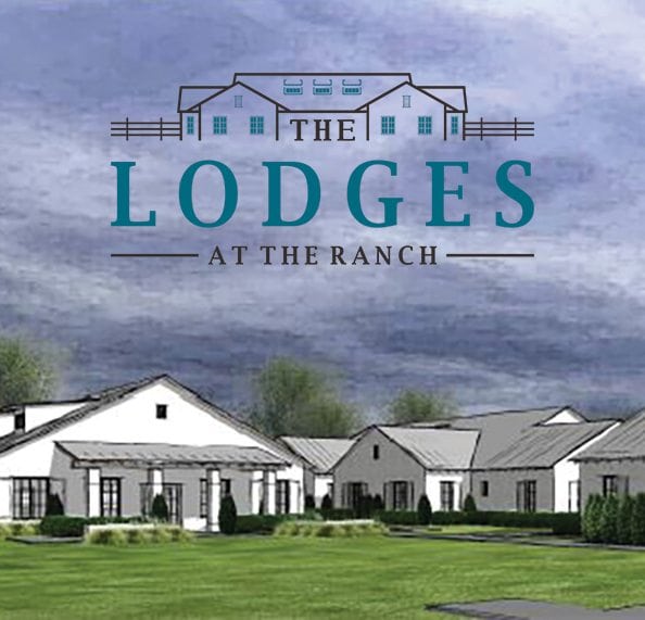 A painting of the exterior of The Lodges at The Ranch.